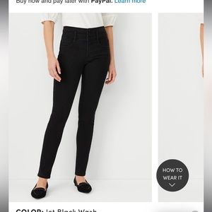 Ann Taylor Petite Sculpting Pocket High Rise Skinny Jeans In Jet Black Wash